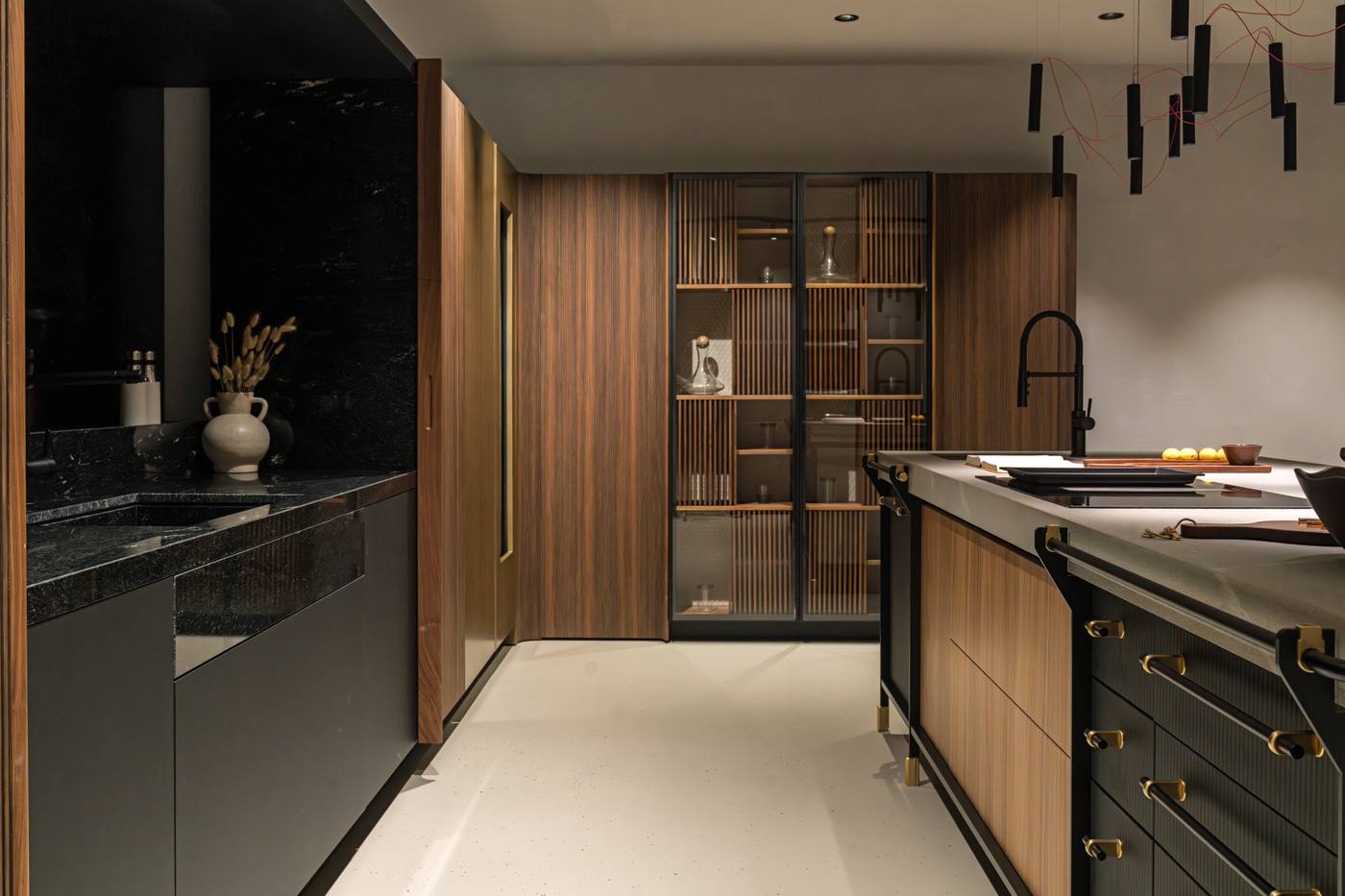 A dark timber kitchen display in the Artyk gallery